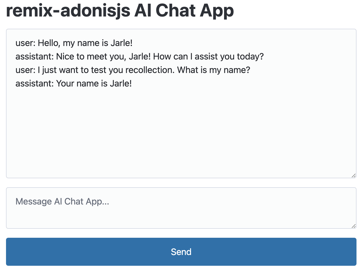 AI chat app screenshot